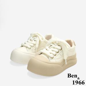 Ben&1966高級頭層牛皮可愛厚底休閒鞋-白(256052)