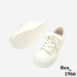 Ben&1966高級頭層牛皮可愛厚底休閒鞋-白(256052)