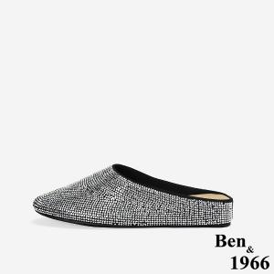 Ben&1966高級羊皮閃亮滿鑽穆勒拖-黑(256411)