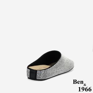 Ben&1966高級羊皮閃亮滿鑽穆勒拖-黑(256411)