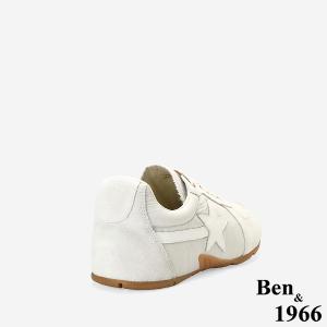 Ben&1966高級頭層牛皮舒適內增高休閒鞋-米白(256312)