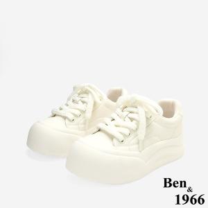 Ben&1966高級頭層牛皮可愛厚底休閒鞋-白(256052)