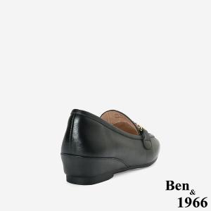 Ben&1966高級頭層牛皮舒適百搭增高樂福鞋-黑(256361)