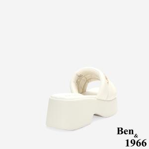 Ben&1966高級柔軟羊皮簡約厚底拖鞋-米白(256062)