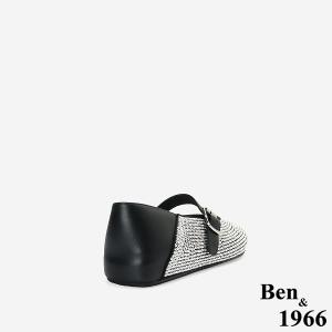 Ben&1966高級羊皮閃亮滿鑽兩穿包鞋-黑(256421)