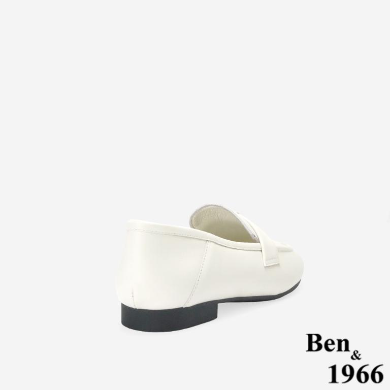 Ben&1966高級頭層牛皮簡約舒適樂福鞋-米白(256452)