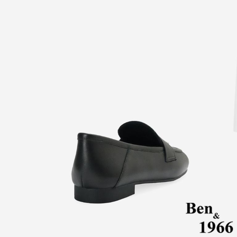 Ben&1966高級頭層牛皮簡約舒適樂福鞋-黑(256451)