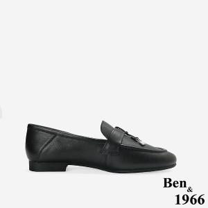 Ben&1966高級頭層牛皮簡約舒適樂福鞋-黑(256451)