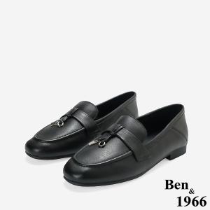 Ben&1966高級頭層牛皮簡約舒適樂福鞋-黑(256451)