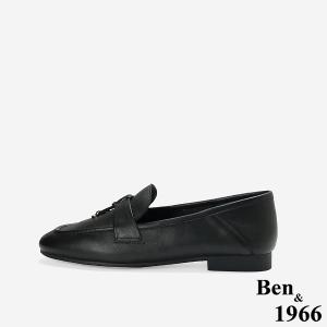 Ben&1966高級頭層牛皮簡約舒適樂福鞋-黑(256451)