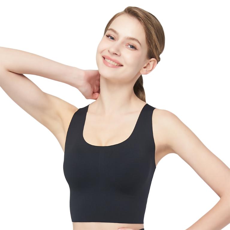 【思薇爾】U got fit系列M-XL無鋼圈工字美背無痕包覆素面運動短背心(黑色)