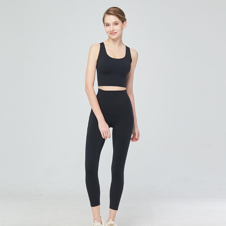 【思薇爾】U got fit系列L-XL彈力修飾貼身素面高腰九分外搭運動長褲(黑色)