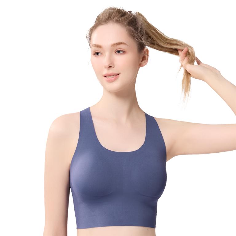 【思薇爾】U got fit系列M-XL無鋼圈工字美背無痕包覆素面運動短背心(柏林藍)