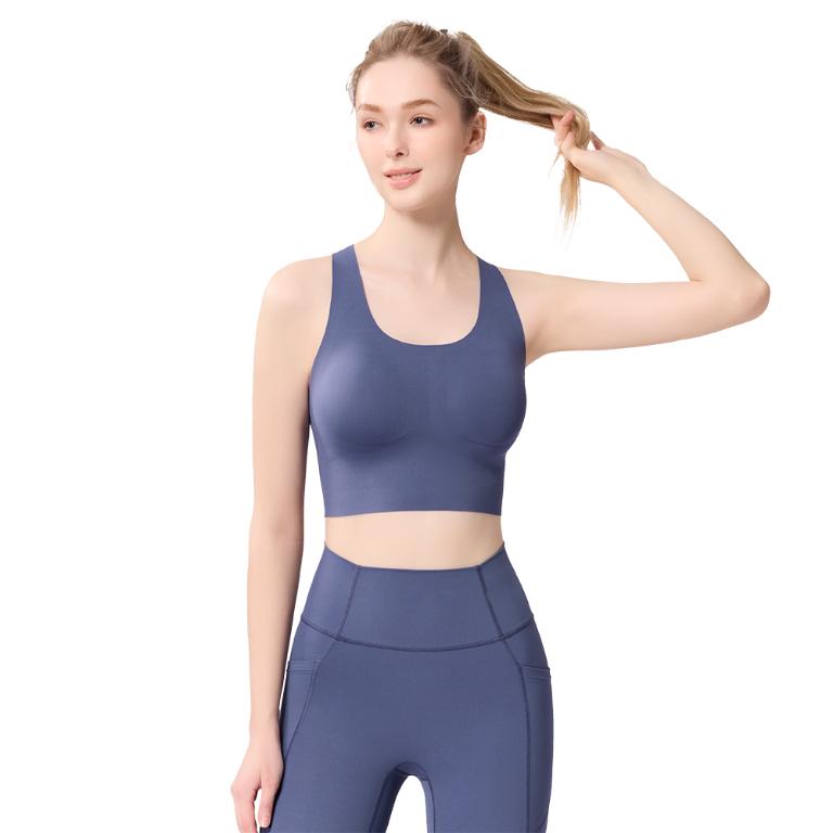 【思薇爾】U got fit系列M-XL無鋼圈工字美背無痕包覆素面運動短背心(柏林藍)