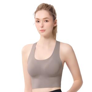 【思薇爾】U got fit系列M-XL無鋼圈交叉美背無痕包覆素面運動短背心(岩石棕)