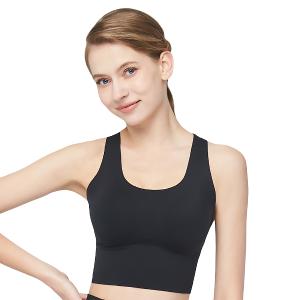 【思薇爾】U got fit系列M-XL無鋼圈交叉美背無痕包覆素面運動短背心(黑色)