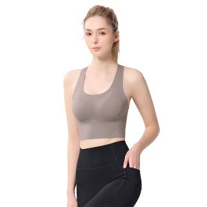 【思薇爾】U got fit系列M-XL無鋼圈交叉美背無痕包覆素面運動短背心(岩石棕)