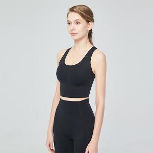 【思薇爾】U got fit系列M-XL無鋼圈交叉美背無痕包覆素面運動短背心(黑色)