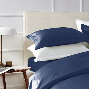 【Royal Hotel】精梳棉素色刺繡四件組(加大)-海軍深藍