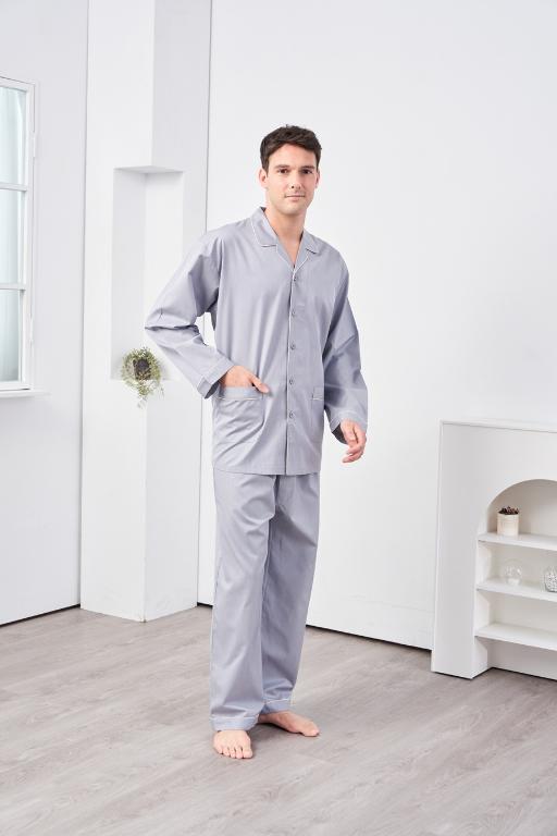 GOLDDEER金鹿 - 高質感斜紋100%棉薄款長袖衣褲裝睡衣-【M4242】