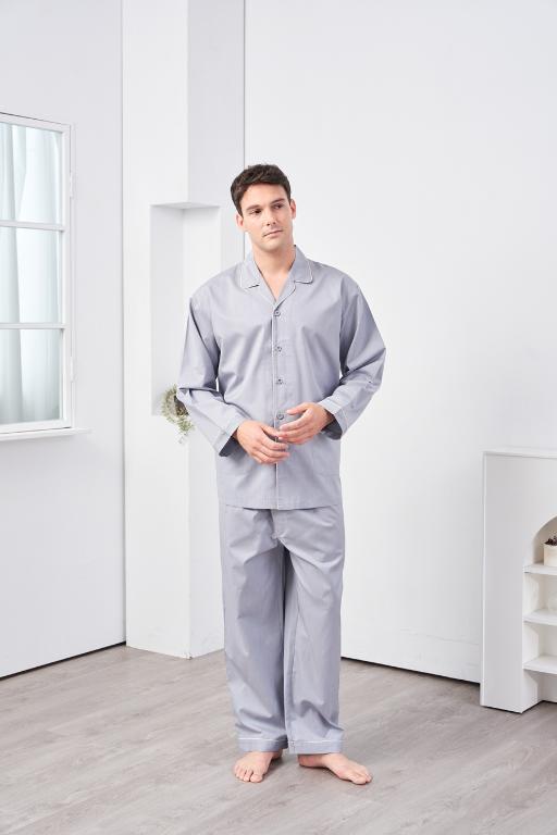 GOLDDEER金鹿 - 高質感斜紋100%棉薄款長袖衣褲裝睡衣-【M4242】