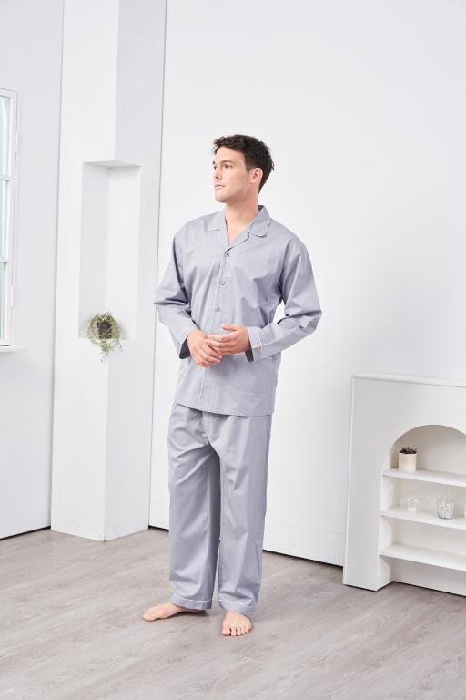 GOLDDEER金鹿 - 高質感斜紋100%棉薄款長袖衣褲裝睡衣-【M4242】