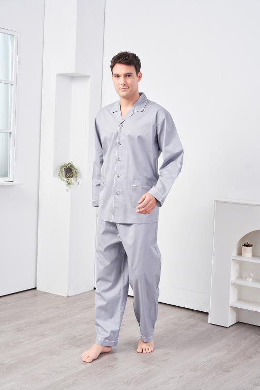 GOLDDEER金鹿 - 高質感斜紋100%棉薄款長袖衣褲裝睡衣-【M4242】