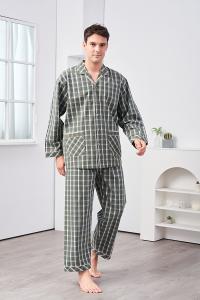 GOLDDEER金鹿 -歐風大格輕磨毛100%棉中厚秋季款長袖衣褲裝睡衣-【M4244】