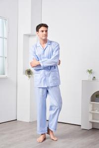 GOLDDEER金鹿 - 高質感人字紋100%棉薄款長袖衣褲裝睡衣-【M4241】