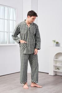 GOLDDEER金鹿 -歐風大格輕磨毛100%棉中厚秋季款長袖衣褲裝睡衣-【M4244】