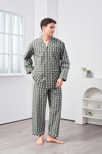 GOLDDEER金鹿 -歐風大格輕磨毛100%棉中厚秋季款長袖衣褲裝睡衣-【M4244】