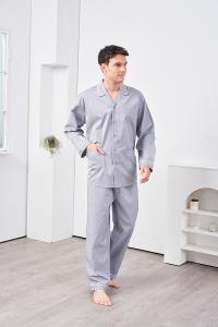 GOLDDEER金鹿 - 高質感斜紋100%棉薄款長袖衣褲裝睡衣-【M4242】