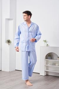 GOLDDEER金鹿 - 高質感人字紋100%棉薄款長袖衣褲裝睡衣-【M4241】