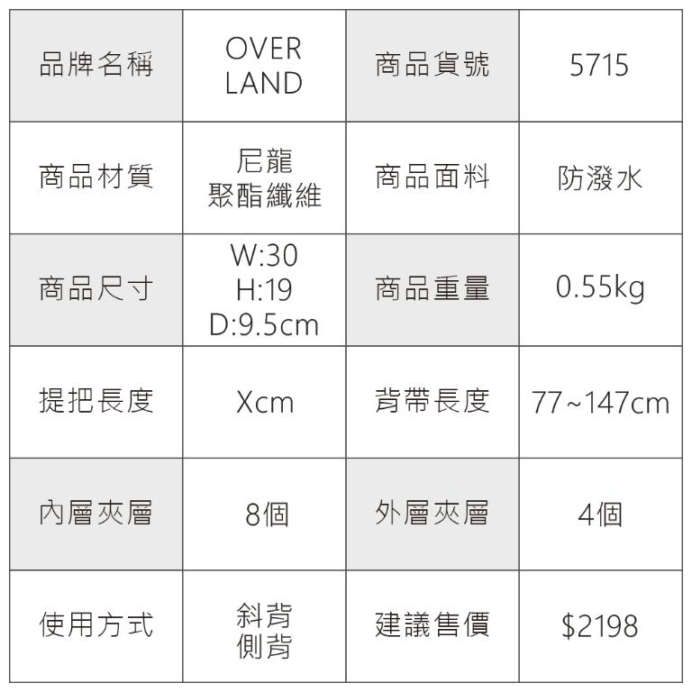OVERLAND - 美式十字軍 - LOGO浮印格紋拼接斜背包(中/M) - 5715
