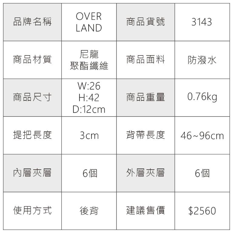 OVERLAND - 美式十字軍 - LOGO浮印後背包 - 3143