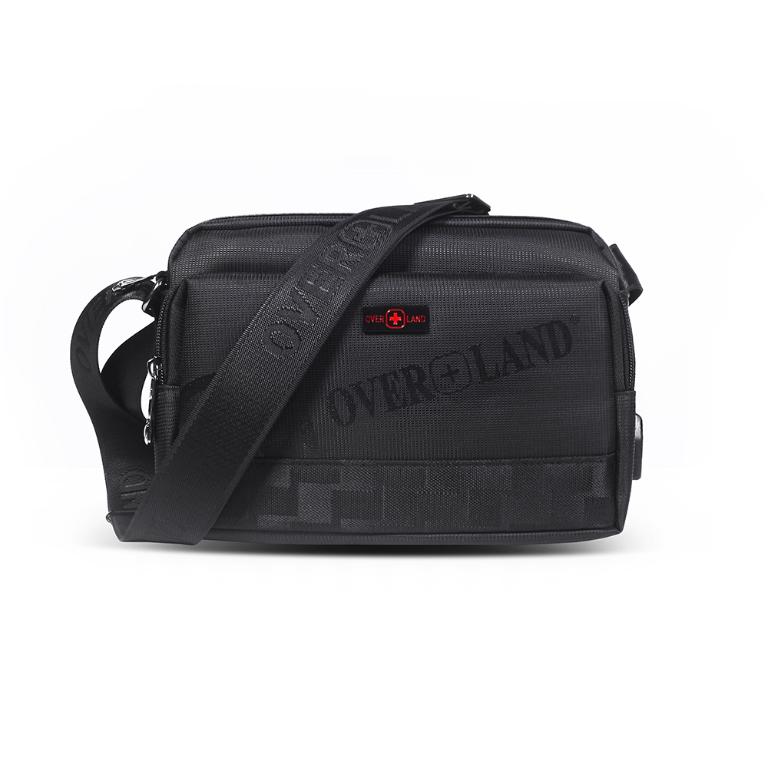 OVERLAND - 美式十字軍 - LOGO浮印格紋拼接斜背包(小/S) - 5709