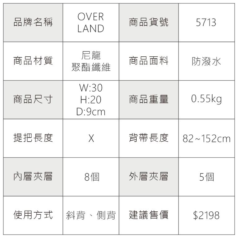 OVERLAND - 美式十字軍 - 格紋機能斜背包(大/L) - 5713