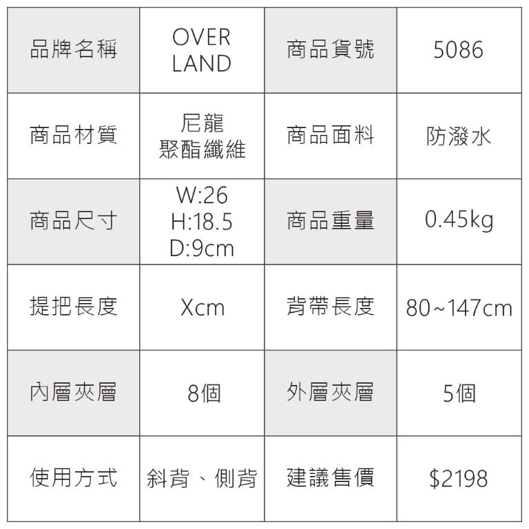 OVERLAND - 美式十字軍 - 格紋拼接斜背包(小/S) - 5086
