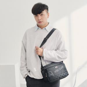 OVERLAND - 美式十字軍 - LOGO浮印格紋拼接斜背包(中/M) - 5715