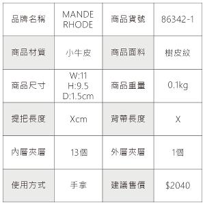 MANDE RHODE - 曼德羅德 - 真皮訂製樹皮紋短夾 - 86342-1
