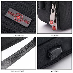 OVERLAND - 美式十字軍 - LOGO浮印格紋拼接斜背包(小/S) - 5709