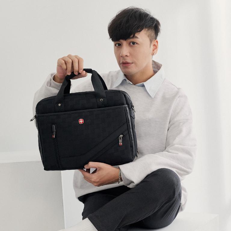 OVERLAND - 美式十字軍 - 格紋拼接公事包/電腦包/手提包 - 5793