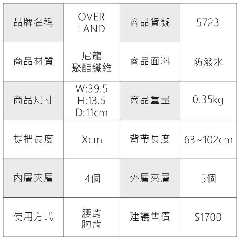 OVERLAND - 美式十字軍 - LOGO浮印方型腰包/胸背包/斜背包 - 5723