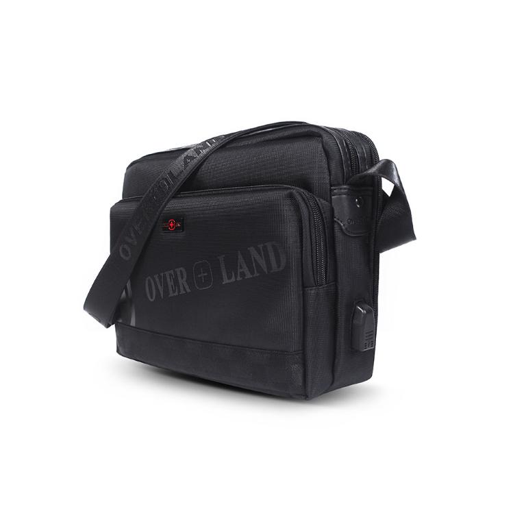 OVERLAND - 美式十字軍 - LOGO浮印格紋拼接斜背包(大/L) - 5732