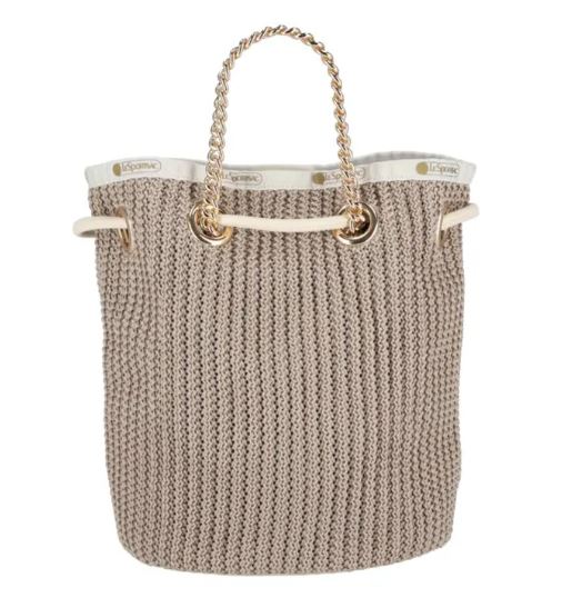 小型鏈袋編織水桶包 - 裸紋編織