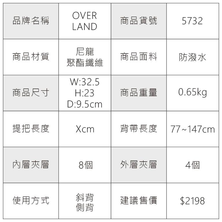 OVERLAND - 美式十字軍 - LOGO浮印格紋拼接斜背包(大/L) - 5732