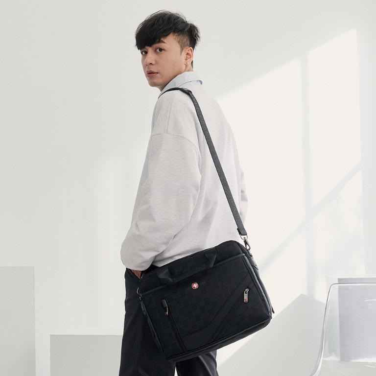 OVERLAND - 美式十字軍 - 格紋拼接公事包/電腦包/手提包 - 5793