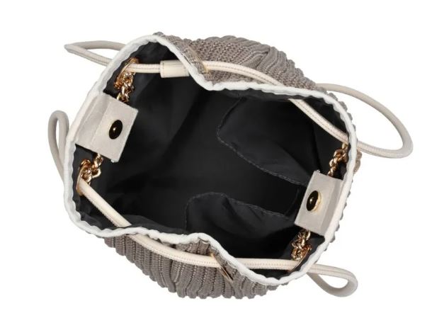 小型鏈袋編織水桶包 - 裸紋編織