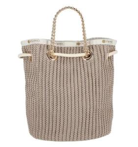 小型鏈袋編織水桶包 - 裸紋編織