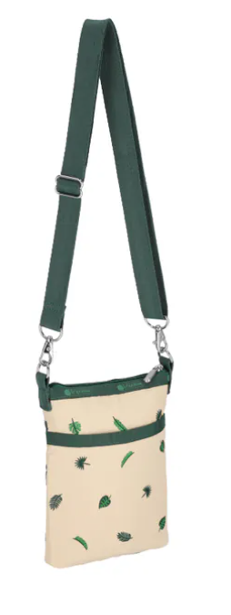 三層拉鍊斜背包   - 棕櫚風情